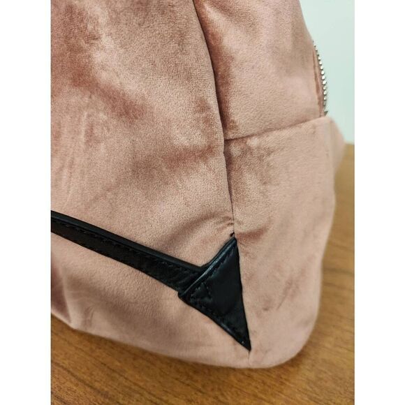 Guess small velvet feel pink backpack with black straps and pom. Measures approx main image 5